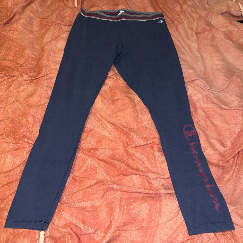 Champion Dark Blue Leggings with Red Logo